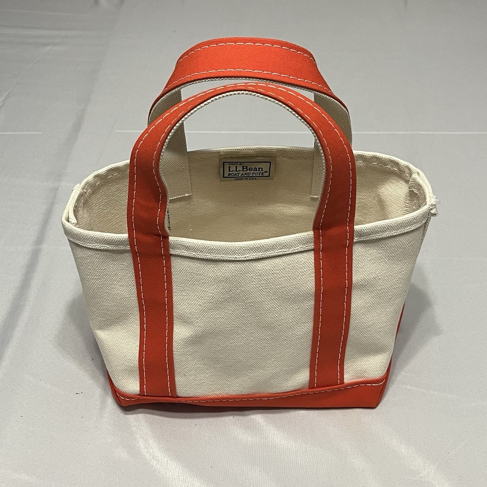 Vintage LL Bean Boat and Tote Mini Canvas Bag Orange 80s 90s Made in USA